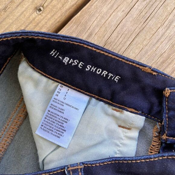 American Eagle Hi-Rise Shortie Denim Shorts Dark Wash Size 8 - Picture 4 of 5